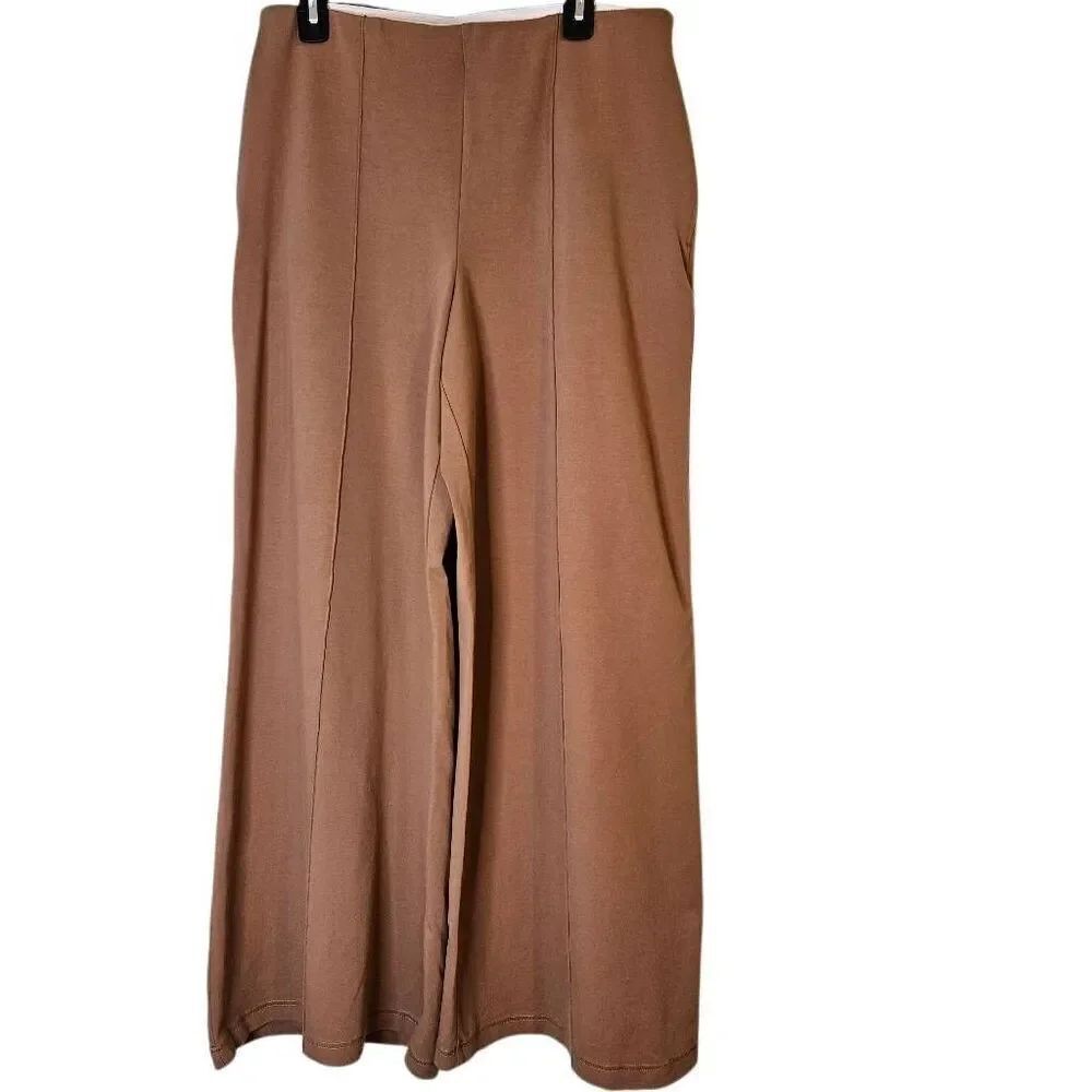 Lands' End tan high rise palazzo pants. M. NWT #935